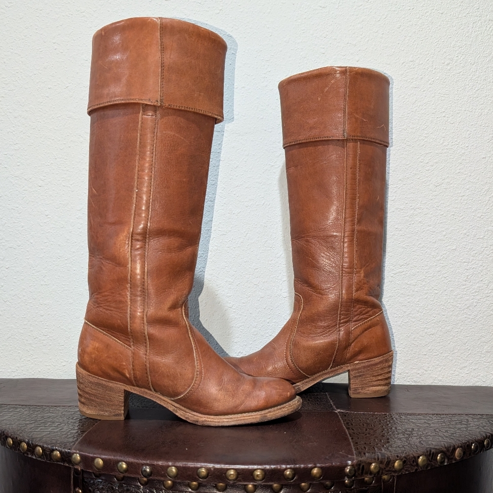 FRYE True Vintage Campus Tall Cuff Brown Boot size 7.5 - Picture 10 of 14